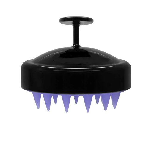 Amalfis silikoninis plaukų šepetys - galvos masažuoklis  (juodas)