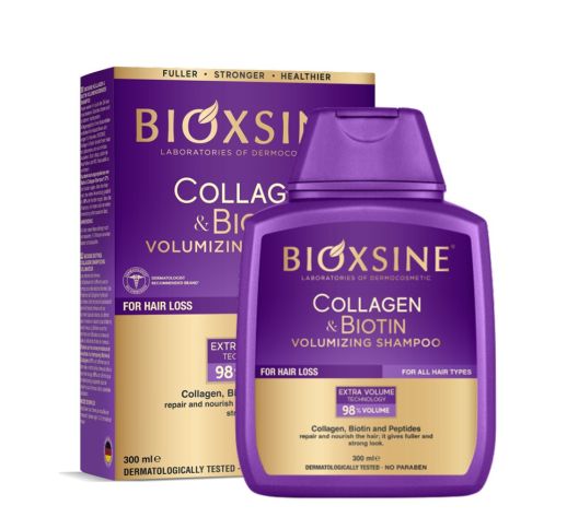 Bioxsine Collagen & Biotin apimties suteikiantis plaukų šampūnas, 300 ml.