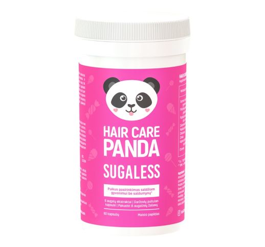 Hair Care Panda Maisto papildas „Sugaless“, 60 kapsulių.