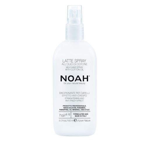Noah 5.12. Milk Hair Spray With Cotton Oil Plaukų pienelis, apsaugantis nuo vėlimosi, 150 ml
