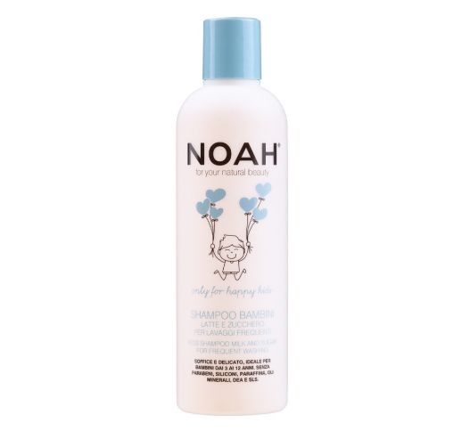 Noah Kids Vaikiškas maitinamasis šampūnas su pienu ir cukrumi dažnam naudojimui, 250 ml
