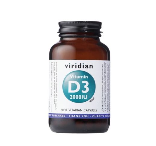 Viridian Maisto papildas Vitamin D3 2000iu 60 kaps.