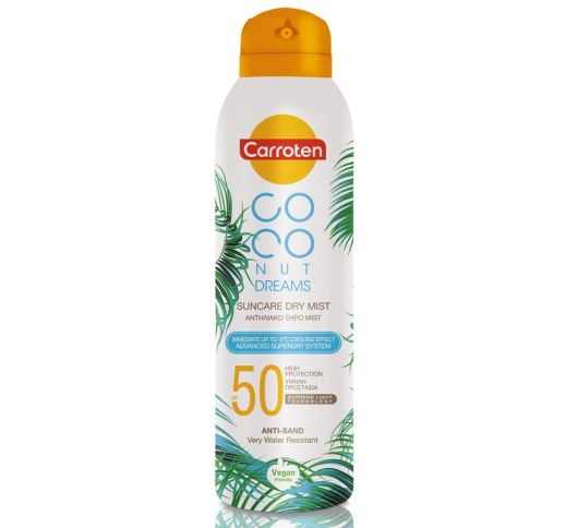 Carroten Dry Mist SPF 50 Coconut Dreams apsaugos nuo saulės dulksna, 200 ml