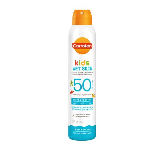 Carroten Dry Mist Kids Wet/Dry SPF 50 apsaugos nuo saulės dulksna, 200 ml