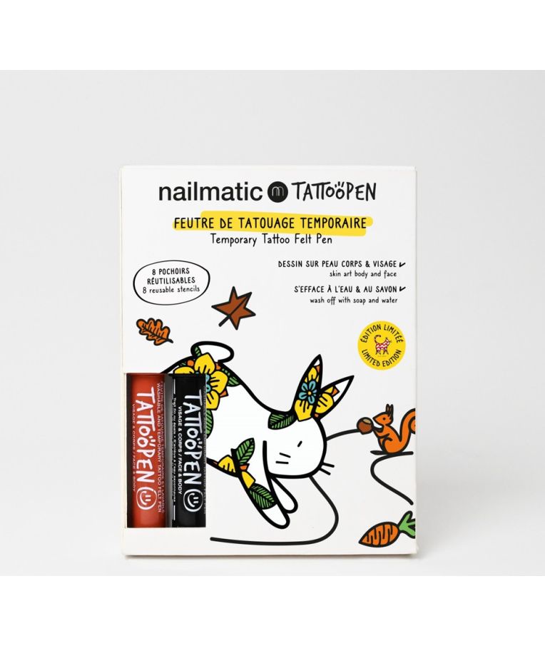 Nailmatic Kids TATTOOPEN Nuplaunamų flomasterių piešti ant odos rinkinys, 2x2,5g