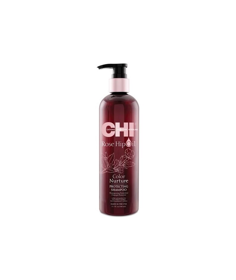 CHI Rose Hip Oil šampūnas dažytiems plaukams su erškėtuogių aliejumi