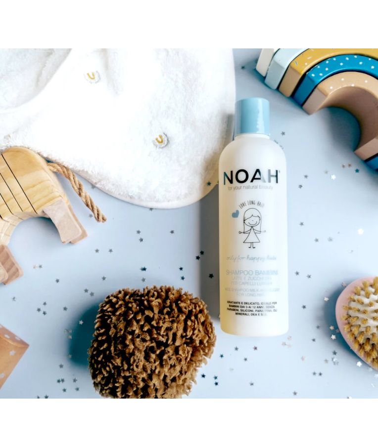 Noah Kids Vaikiškas šampūnas su pienu ir cukrumi ilgiems plaukams, 250 ml 3